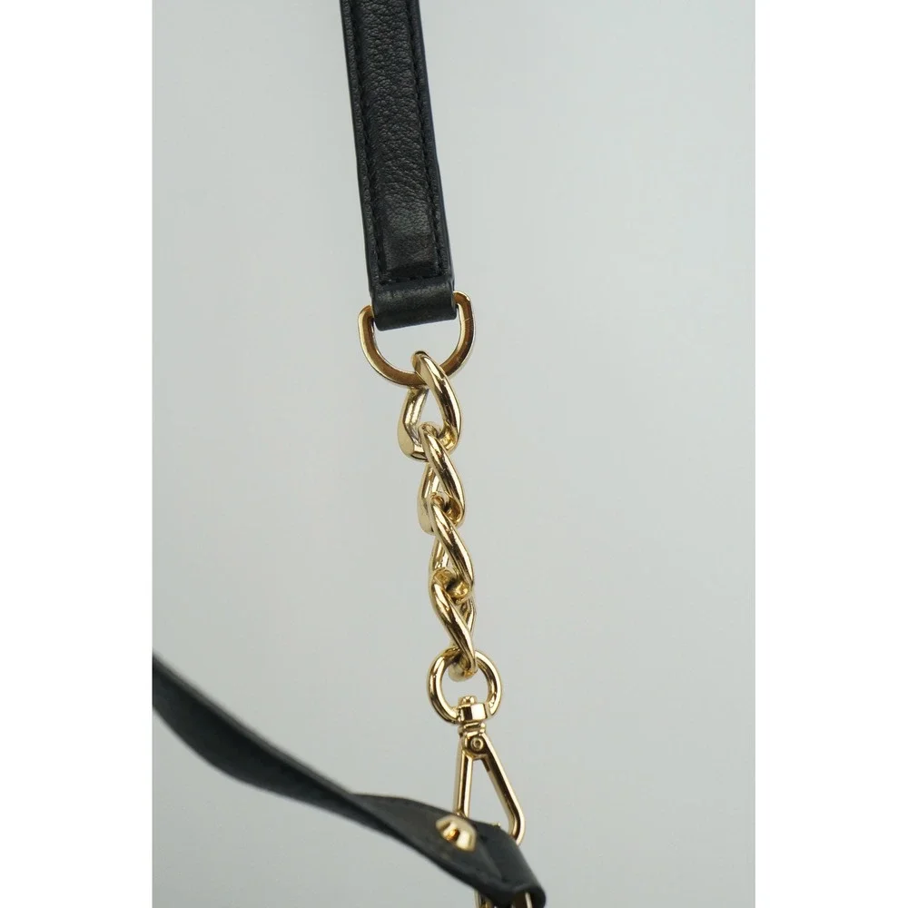Michael Kors Uptown Shoulder Bag Black Pebbled Leather Gold Studded Hobo EUC